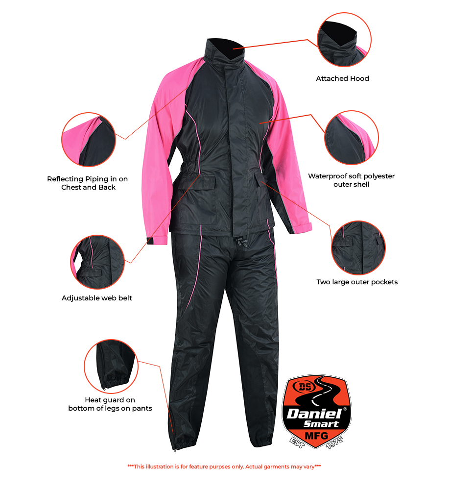 DS598PK Women's Rain Suit (Hot Pink)-Daniel Smart Mfg - Retail