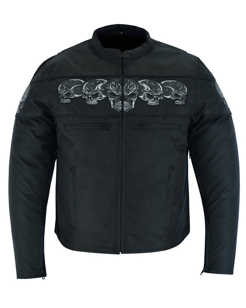 DS600 Men's Textile Scooter Style Jacket w/ Reflective Skulls-Daniel Smart Mfg - Retail