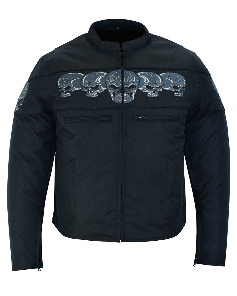 DS600 Men's Textile Scooter Style Jacket w/ Reflective Skulls-Daniel Smart Mfg - Retail