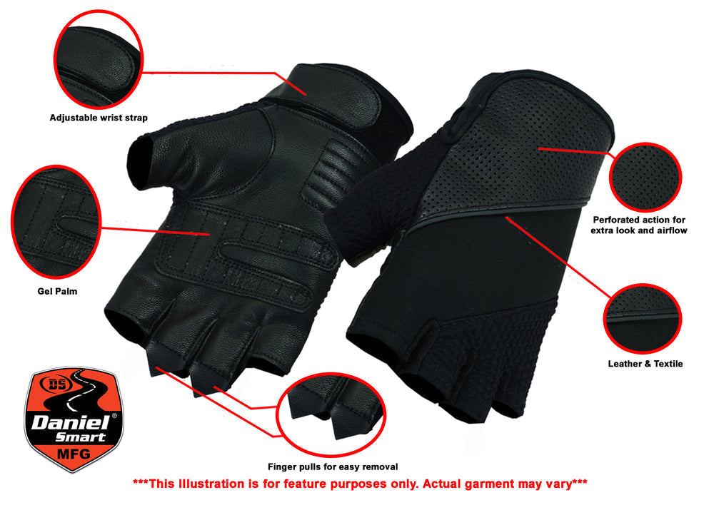 DS7 Leather/ Textile Fingerless Glove-Daniel Smart Mfg - Retail