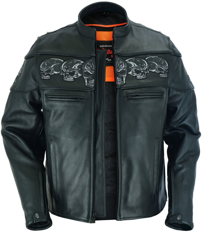 DS700 Men's Scooter Jacket w/Reflective Skulls-Daniel Smart Mfg - Retail