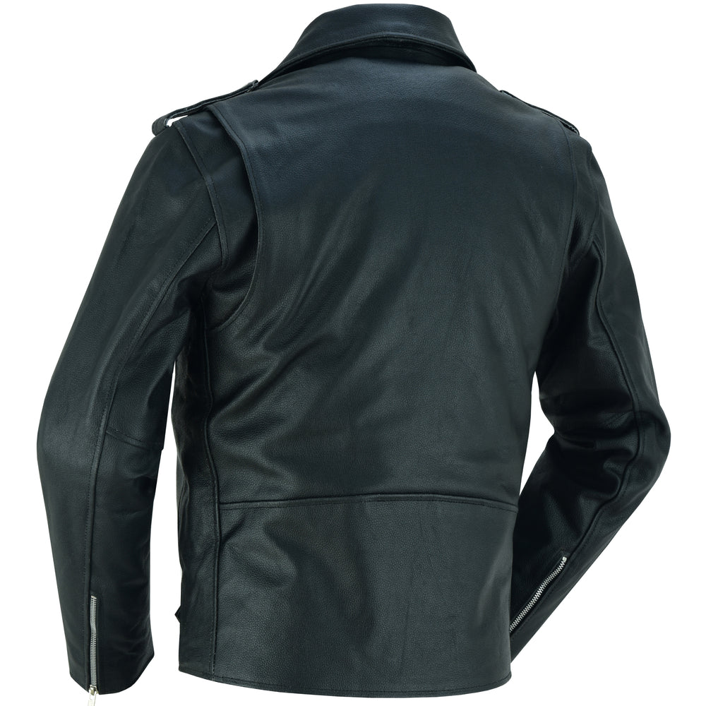 DS710 Economy Motorcycle Classic Biker Leather Jacket - Plain Sides-Daniel Smart Mfg - Retail