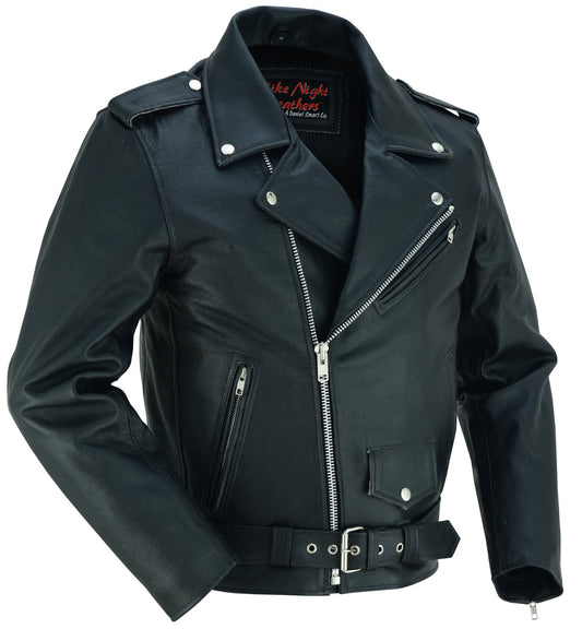 DS710 Economy Motorcycle Classic Biker Leather Jacket - Plain Sides-Daniel Smart Mfg - Retail