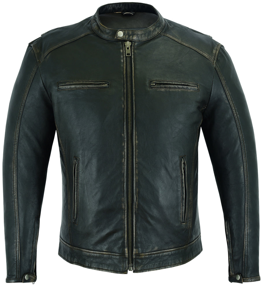 DS743 Men's Cruiser Jacket in Lightweight Drum Dyed Distressed Naked-Daniel Smart Mfg - Retail