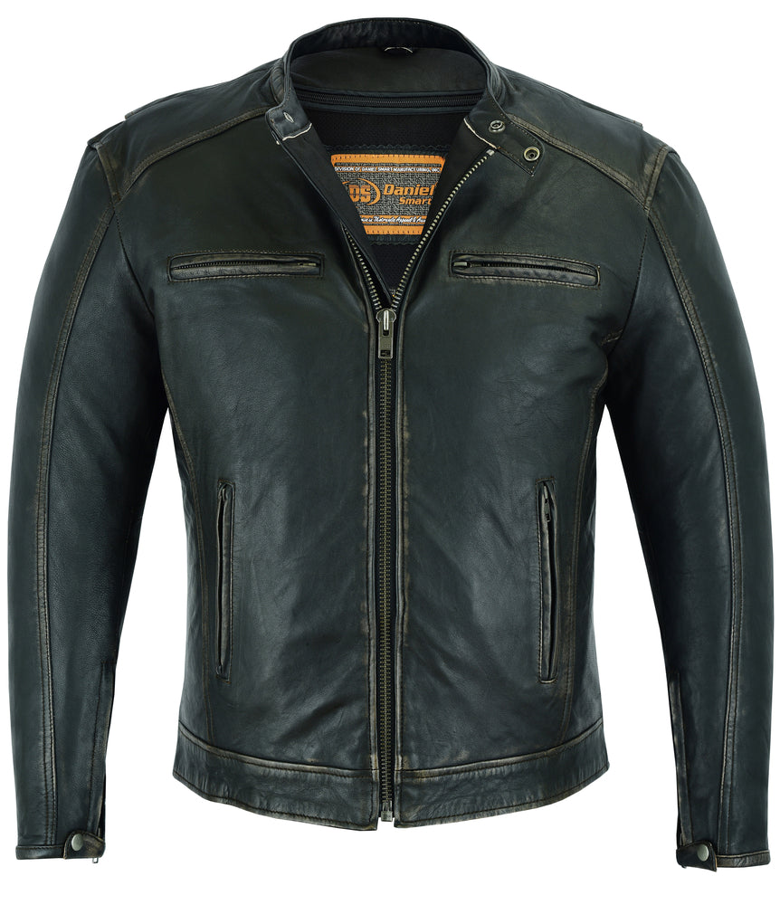 DS743 Men's Cruiser Jacket in Lightweight Drum Dyed Distressed Naked-Daniel Smart Mfg - Retail