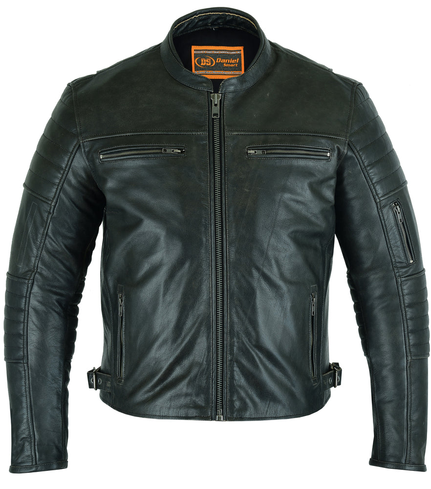 DS754 Men's Modern Crossover Scooter Jacket - Gun Metal Brown-Daniel Smart Mfg - Retail