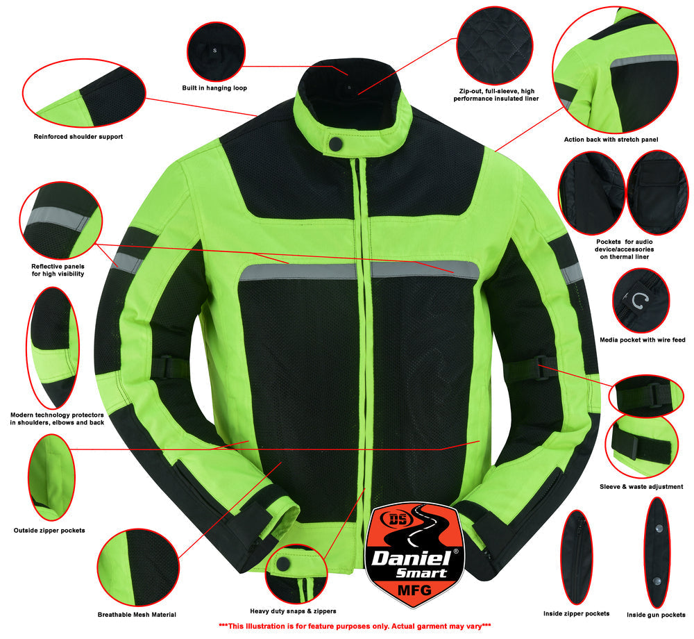 DS763 Men's Racer Mesh Jacket - High Vis-Daniel Smart Mfg - Retail