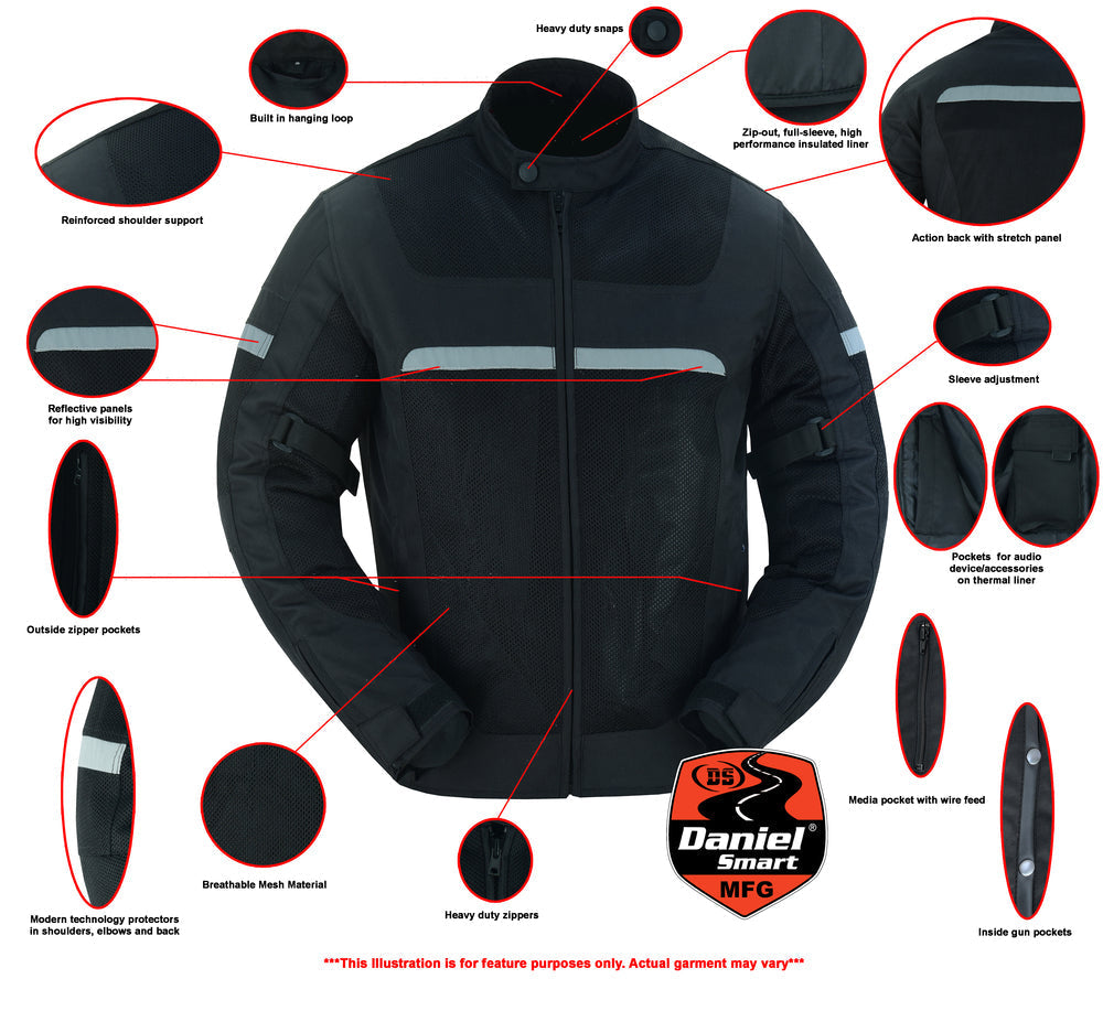 DS764 Men's Racer Mesh Jacket - Black-Daniel Smart Mfg - Retail