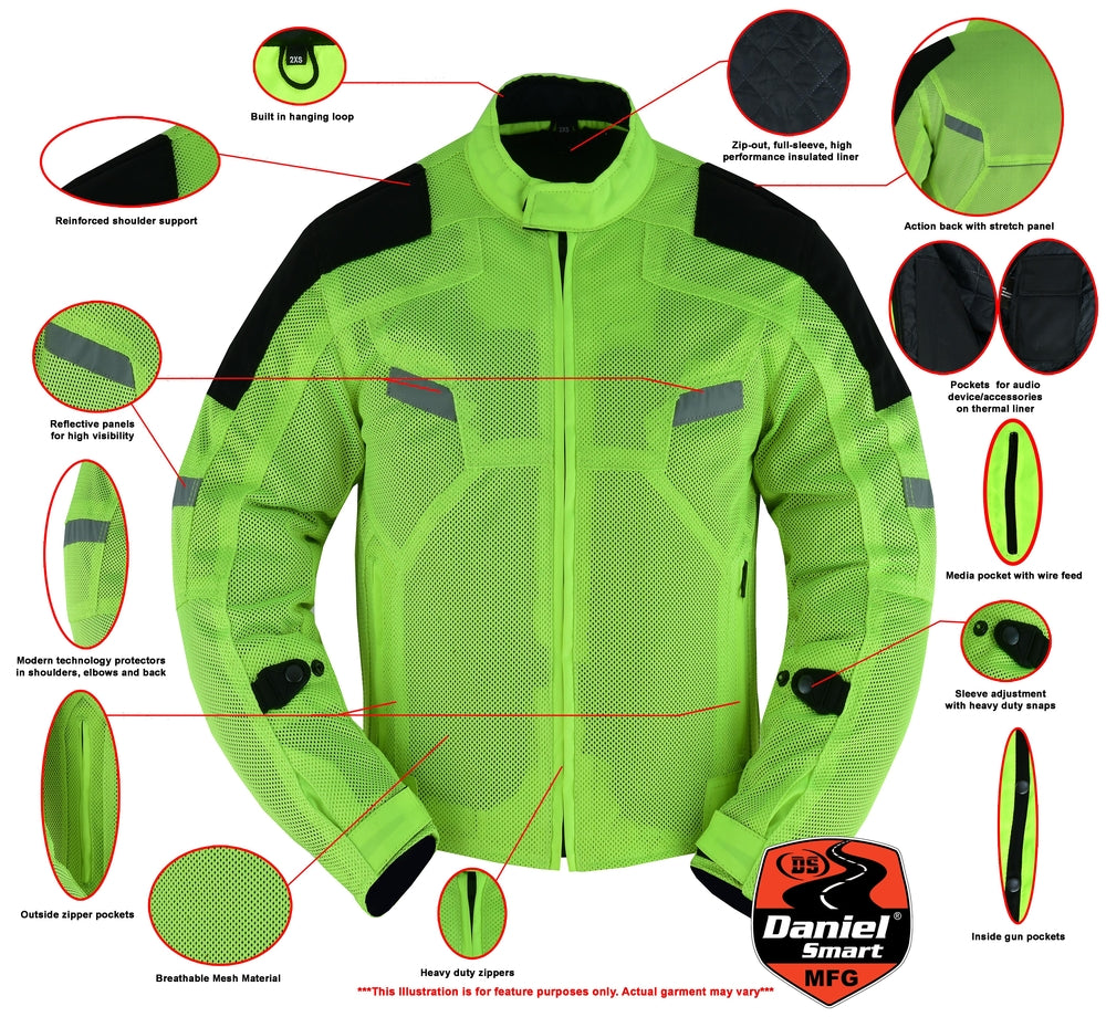 DS765 Men's Performance Mesh Jacket - High Vis-Daniel Smart Mfg - Retail