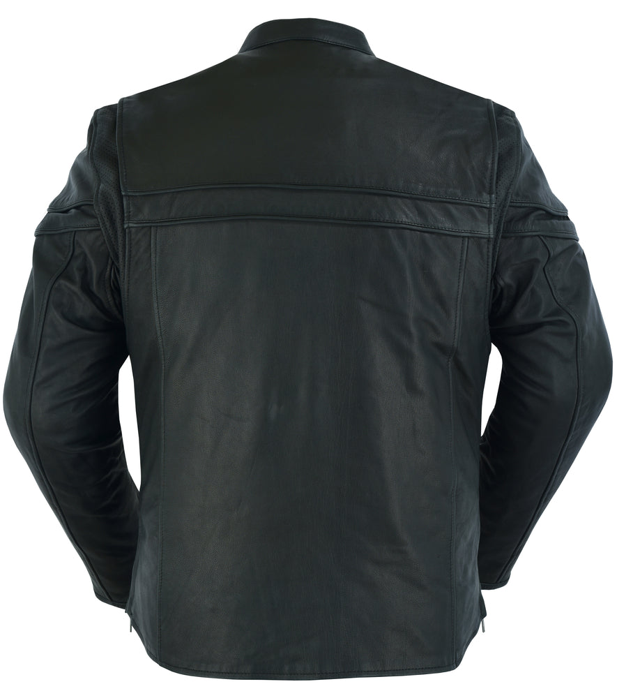 DS768 Men's Sporty Lightweight Leather Cross Over Jacket-Daniel Smart Mfg - Retail