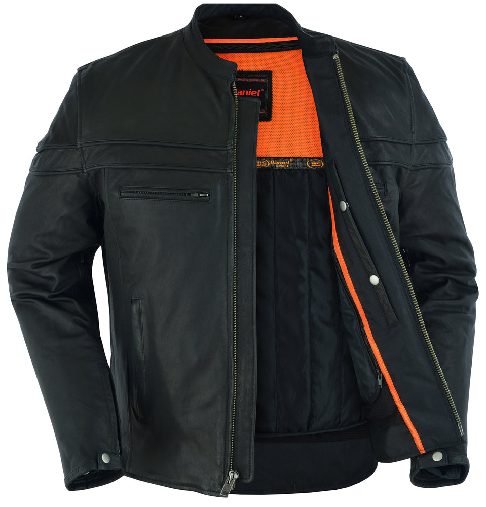 DS768 Men's Sporty Lightweight Leather Cross Over Jacket-Daniel Smart Mfg - Retail