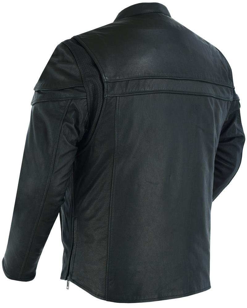 DS768 Men's Sporty Lightweight Leather Cross Over Jacket-Daniel Smart Mfg - Retail