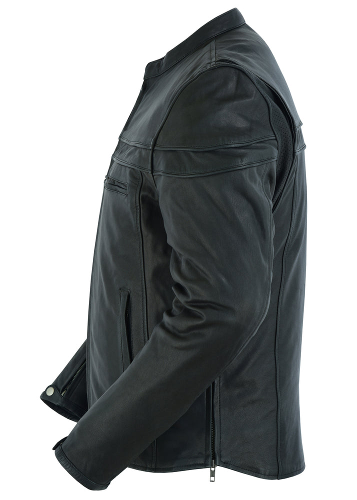 DS768 Men's Sporty Lightweight Leather Cross Over Jacket-Daniel Smart Mfg - Retail