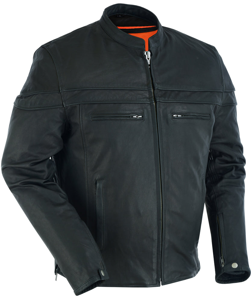 DS768 Men's Sporty Lightweight Leather Cross Over Jacket-Daniel Smart Mfg - Retail