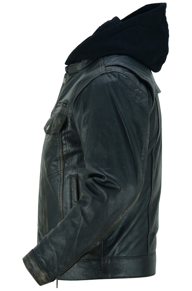 DS782 Men's Lightweight Drum Dyed Distressed Naked Lambskin Jacket-Daniel Smart Mfg - Retail