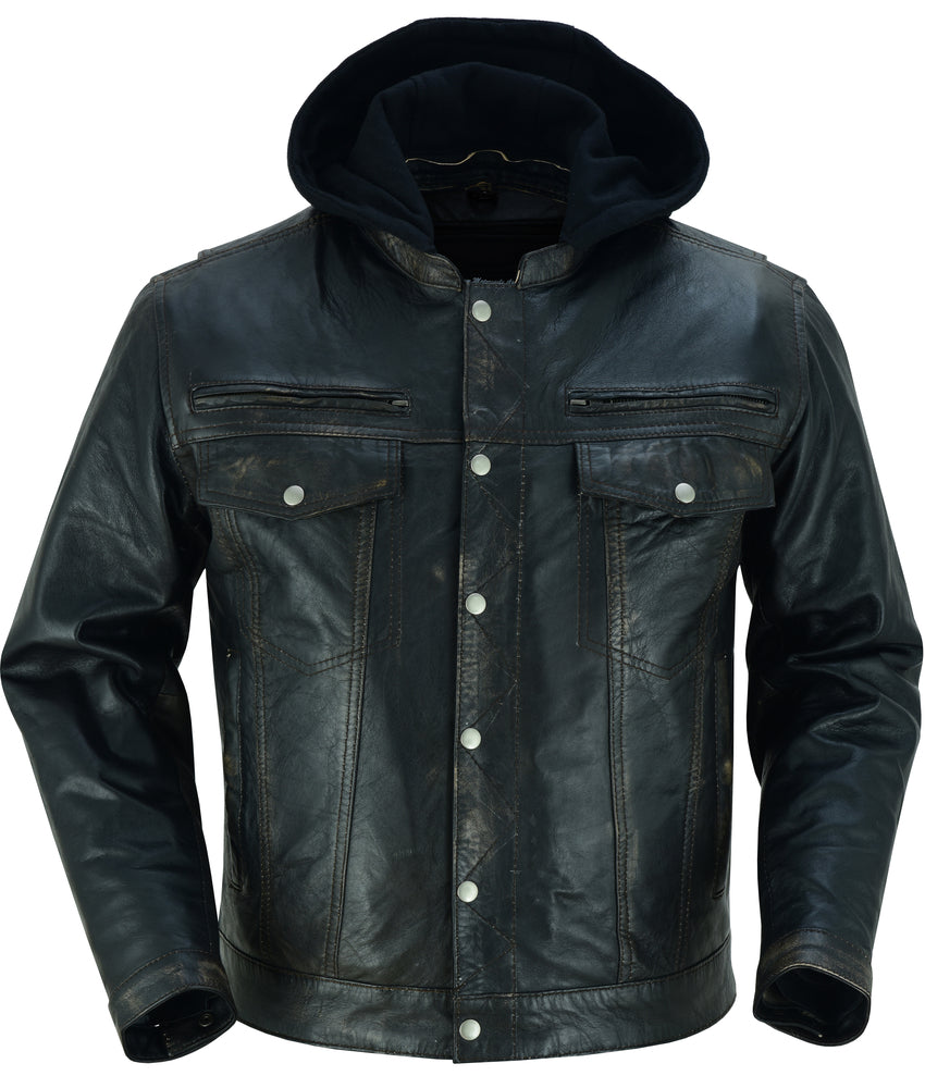 DS782 Men's Lightweight Drum Dyed Distressed Naked Lambskin Jacket-Daniel Smart Mfg - Retail