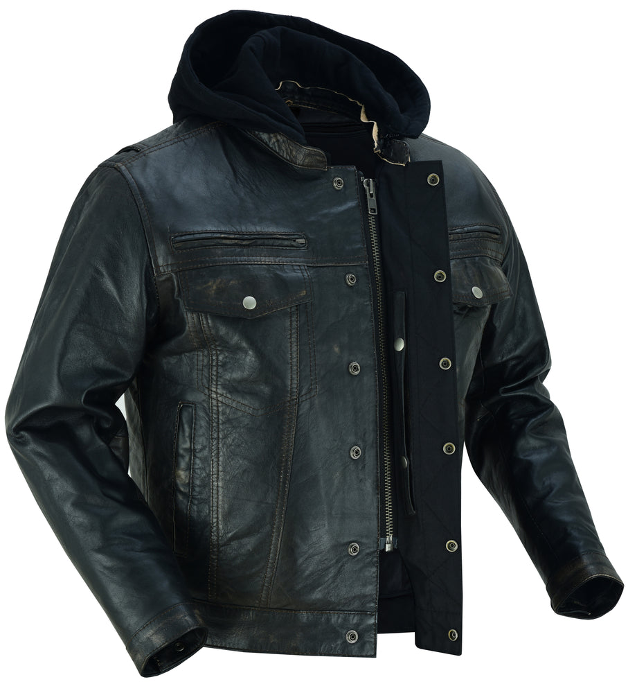 DS782 Men's Lightweight Drum Dyed Distressed Naked Lambskin Jacket-Daniel Smart Mfg - Retail