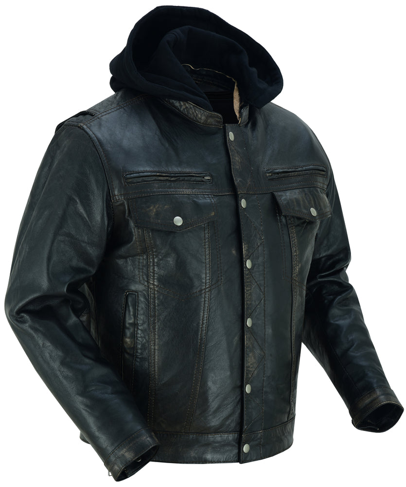 DS782 Men's Lightweight Drum Dyed Distressed Naked Lambskin Jacket-Daniel Smart Mfg - Retail