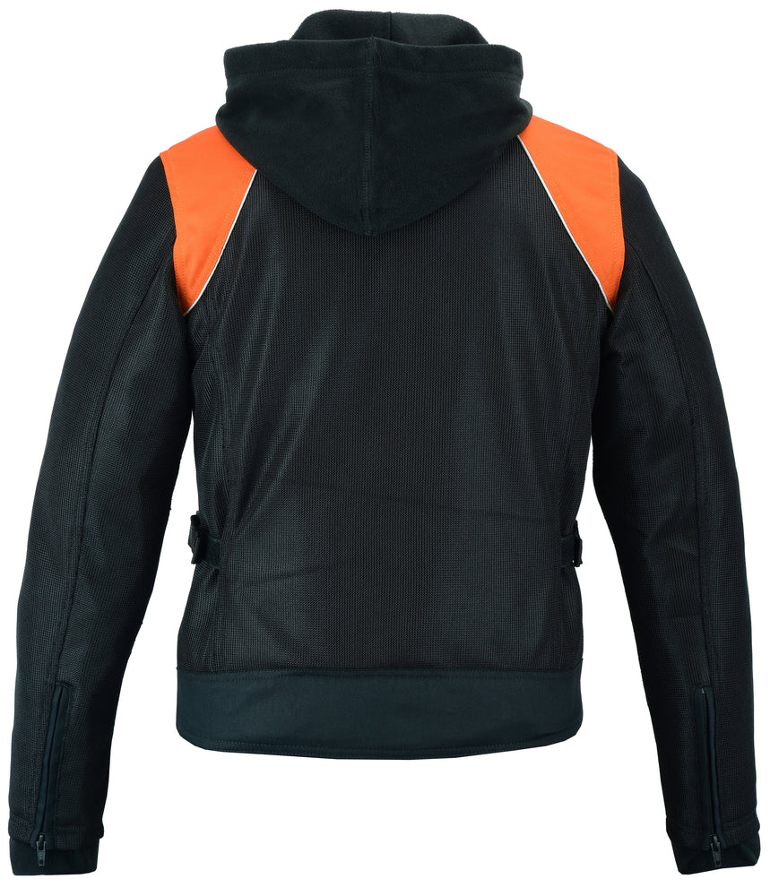 DS827 Women's Mesh 3-in-1 Riding Jacket (Black/Orange)-Daniel Smart Mfg - Retail