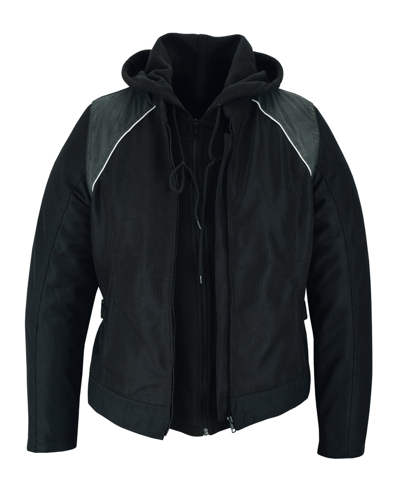 DS867 Women's Mesh 3-in-1 Riding Jacket (Black/Black Tone Reflective)-Daniel Smart Mfg - Retail