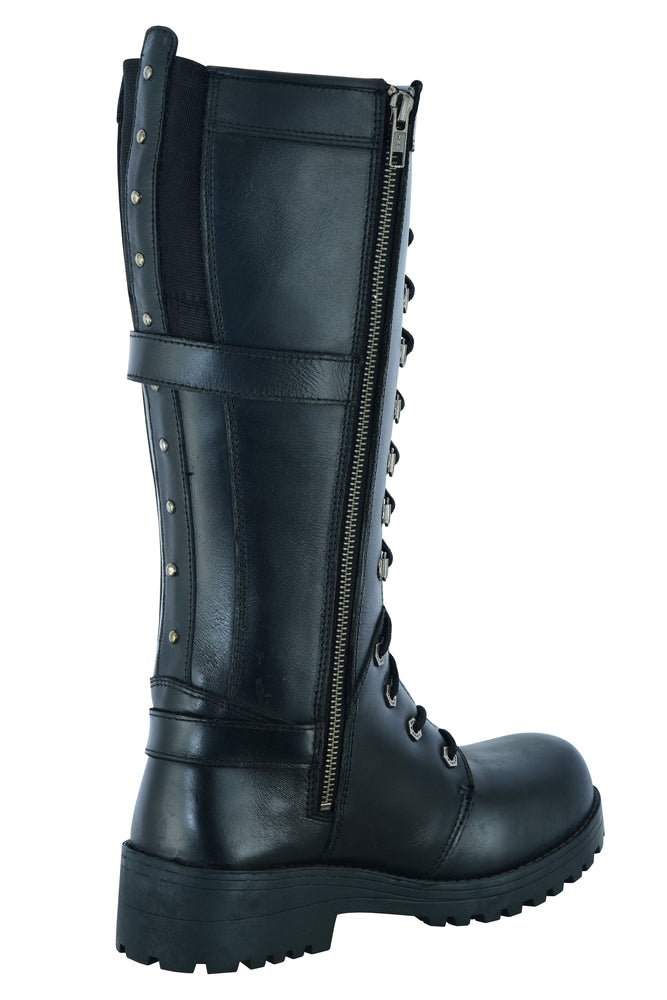 DS9765 Women's 15 Inch Black Leather Stylish Harness Boot-Daniel Smart Mfg - Retail