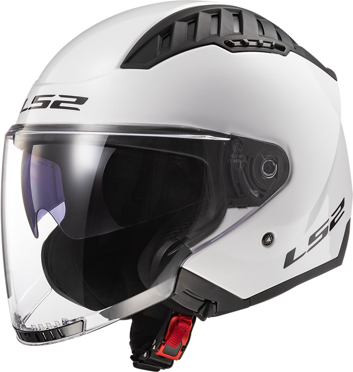 Copter Solid Open Face Motorcycle Helmet W/ SunShield Gloss White