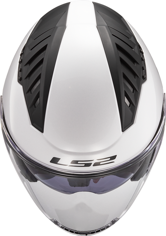 Copter Solid Open Face Motorcycle Helmet W/ SunShield Gloss White