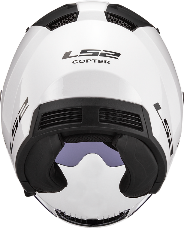 Copter Solid Open Face Motorcycle Helmet W/ SunShield Gloss White