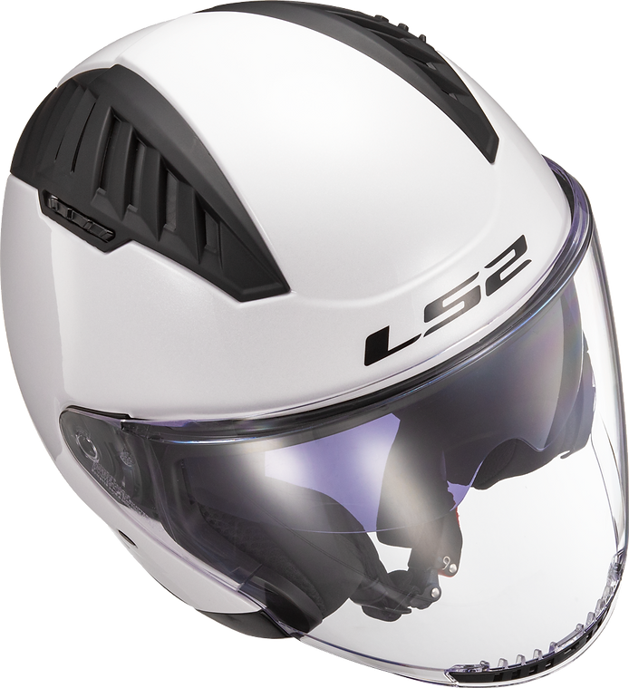 Copter Solid Open Face Motorcycle Helmet W/ SunShield Gloss White