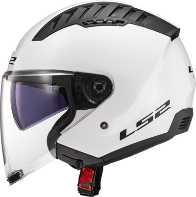 Copter Solid Open Face Motorcycle LS2 Helmet W/ SunShield Gloss White