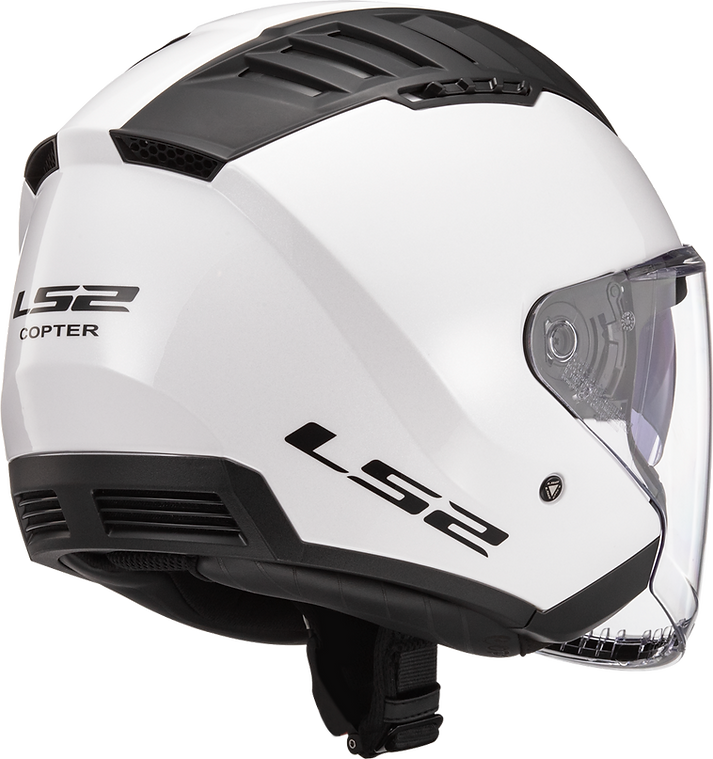 Copter Solid Open Face Motorcycle Helmet W/ SunShield Gloss White