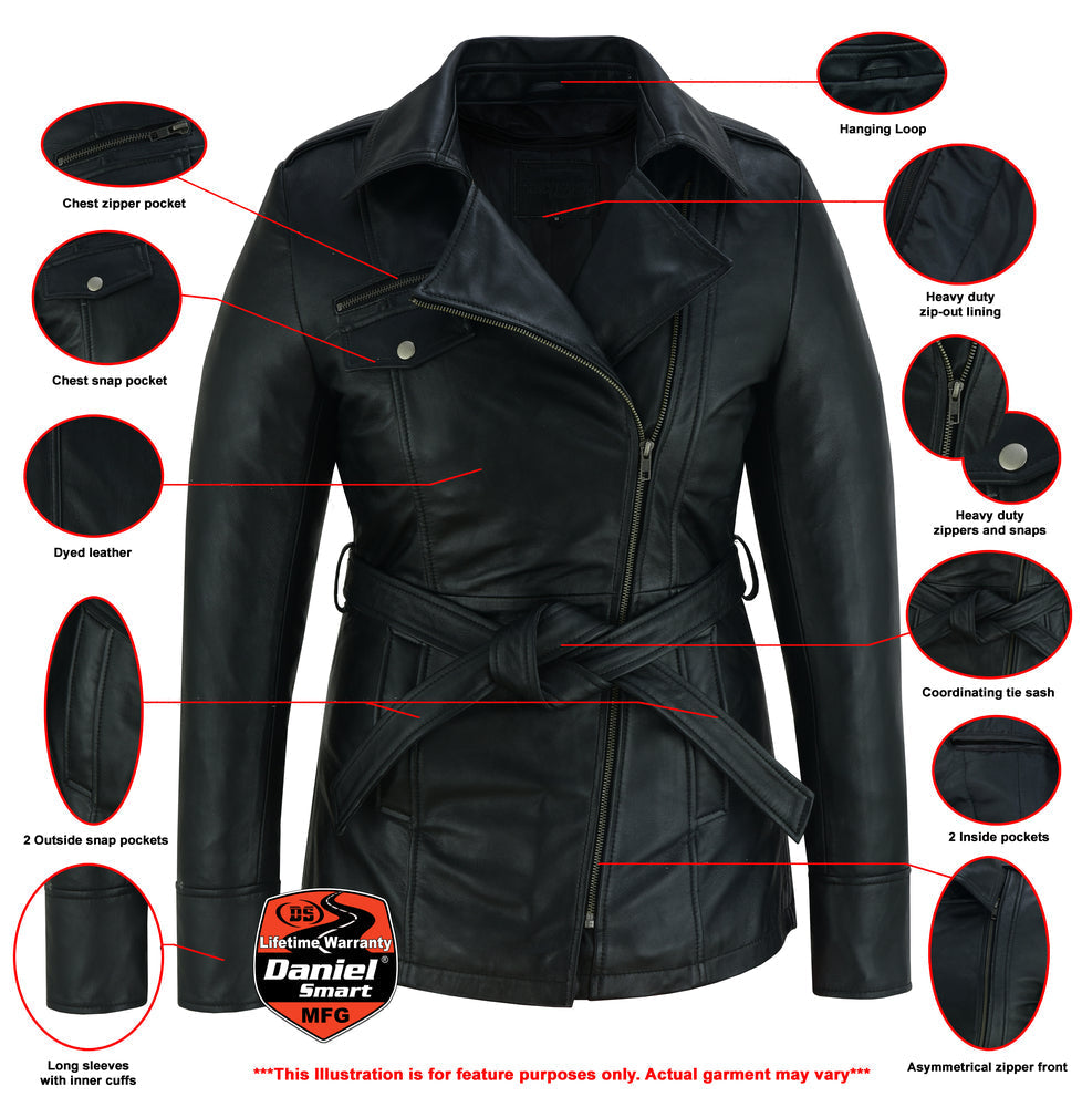 Elan Women's Leather Jacket Black-Daniel Smart Mfg - Retail