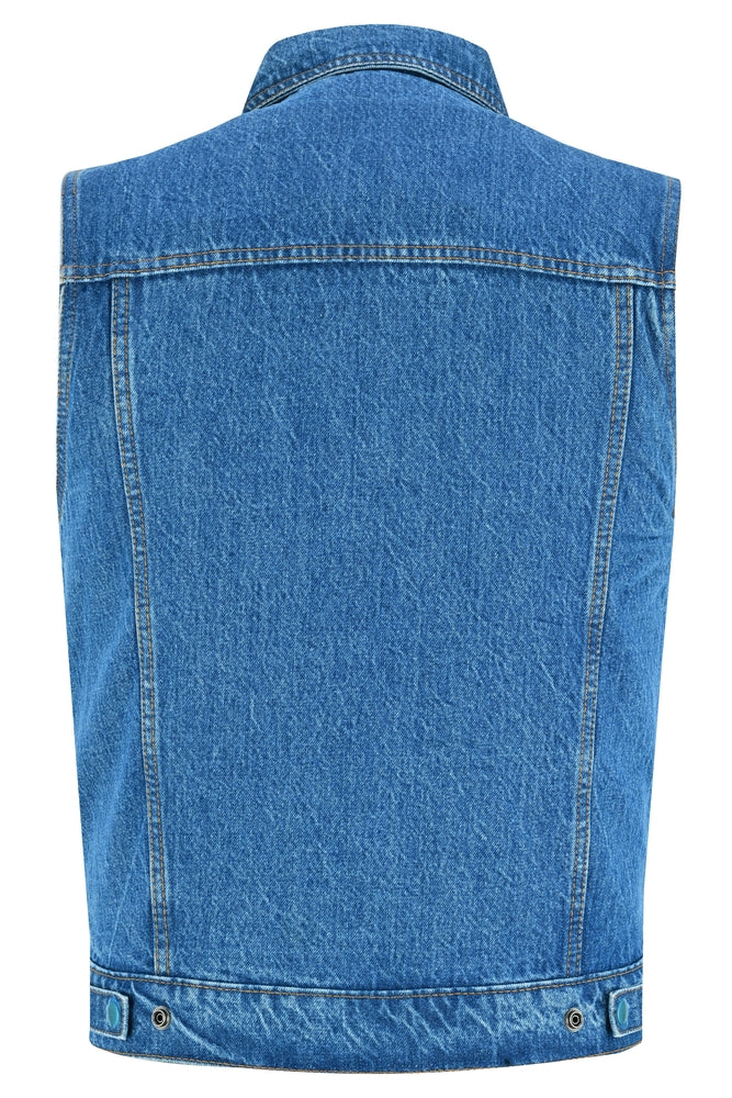 Ethan - Motorcycle Denim Vest-Mens Denim Vests-Daniel Smart Mfg - Retail