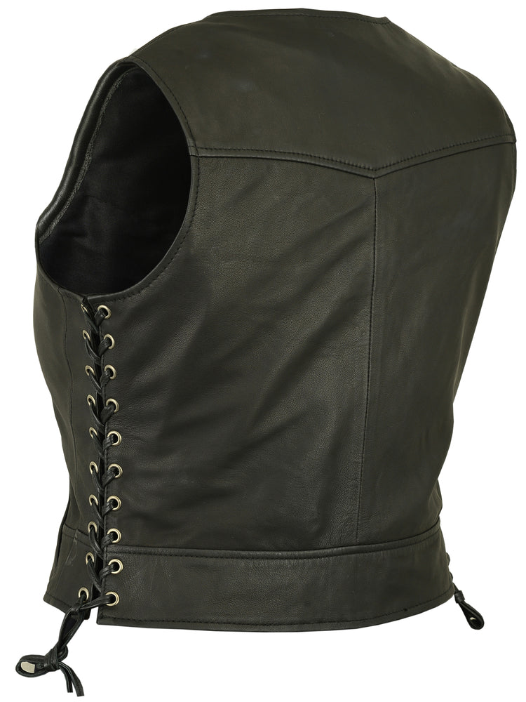 Feather - Women's Leather Vest-Womens Leather Vests-Daniel Smart Mfg - Retail