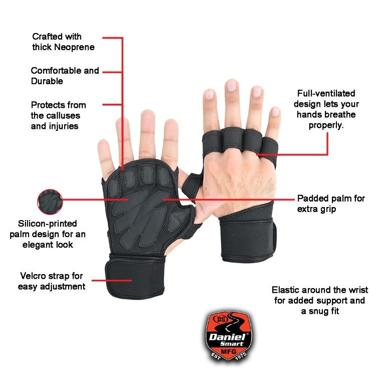 Full Life Black Cross Training Gym Glove-Safety Gloves-Daniel Smart Mfg - Retail