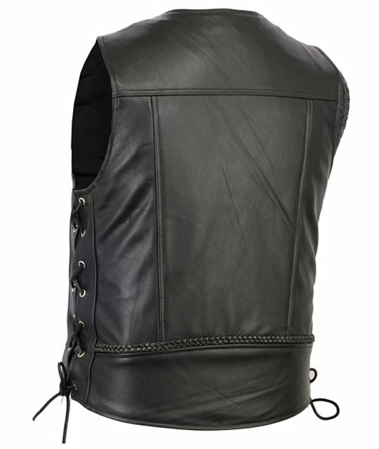 Gage - Men's Motorcycle Leather Vest-Mens Leather Vests-Daniel Smart Mfg - Retail