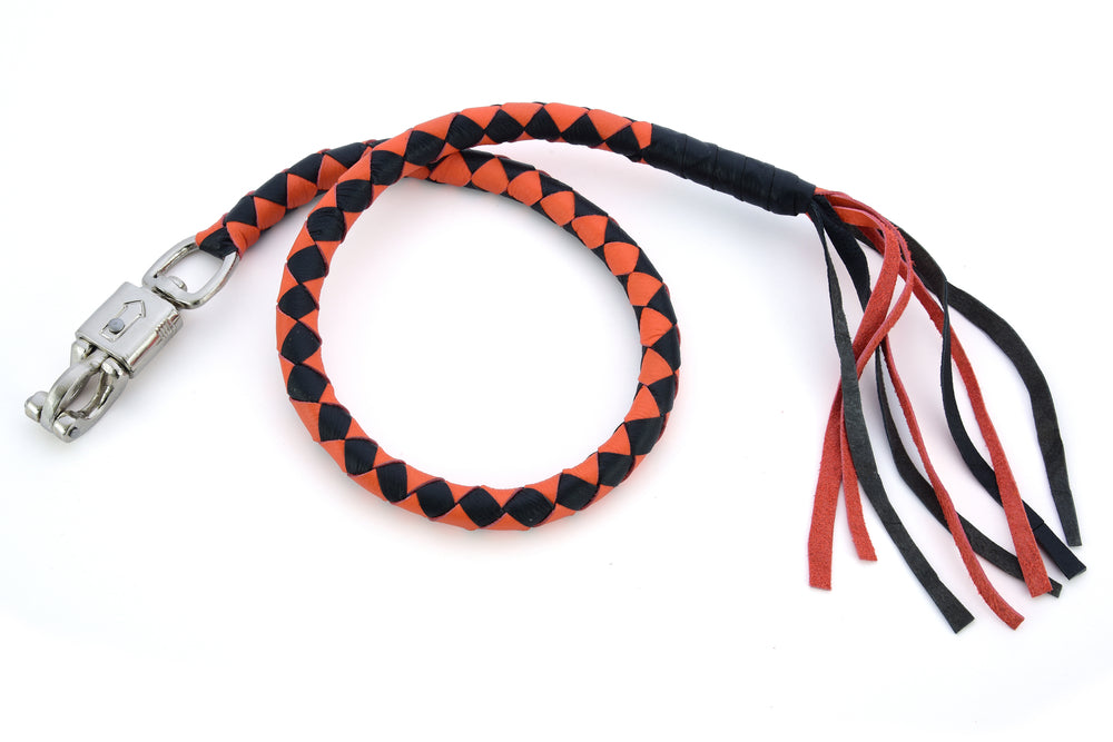 GBW202 Leather Biker Whip-Orange/Black-Get Back Whips-Daniel Smart Mfg - Retail