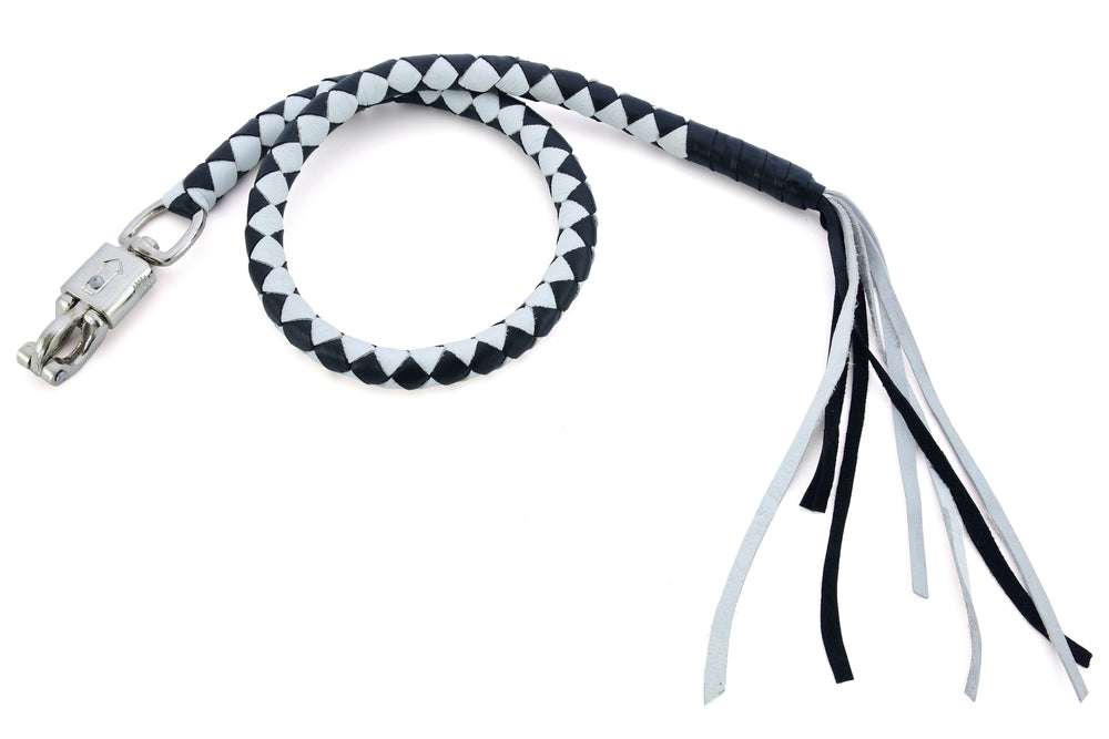 GBW204 Leather Biker Whip-White/Black-Get Back Whips-Daniel Smart Mfg - Retail