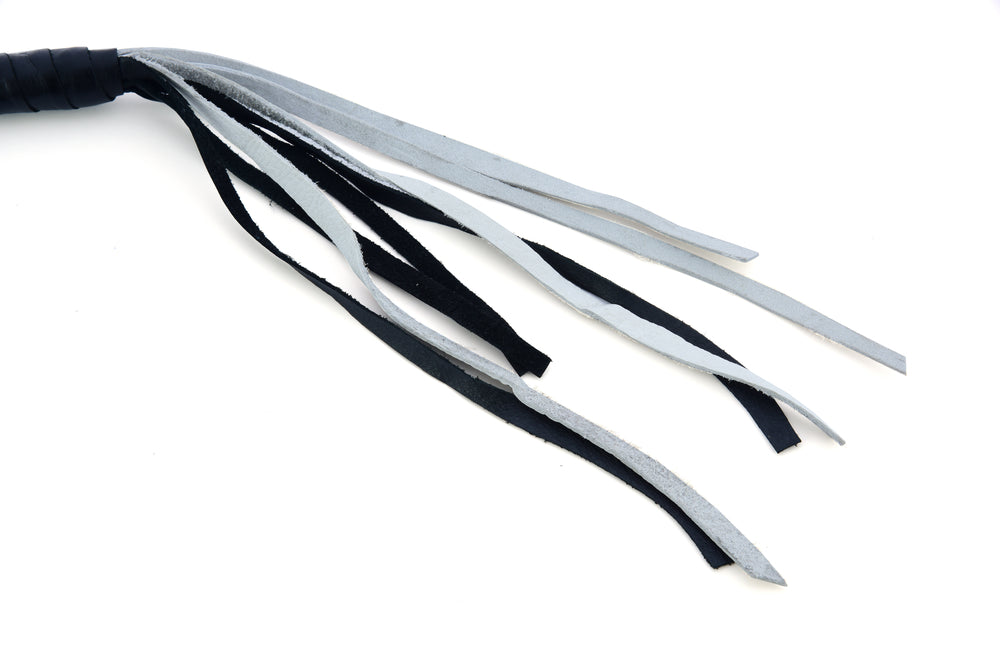 GBW204 Leather Biker Whip-White/Black-Get Back Whips-Daniel Smart Mfg - Retail