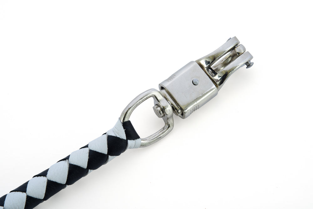 GBW204 Leather Biker Whip-White/Black-Get Back Whips-Daniel Smart Mfg - Retail