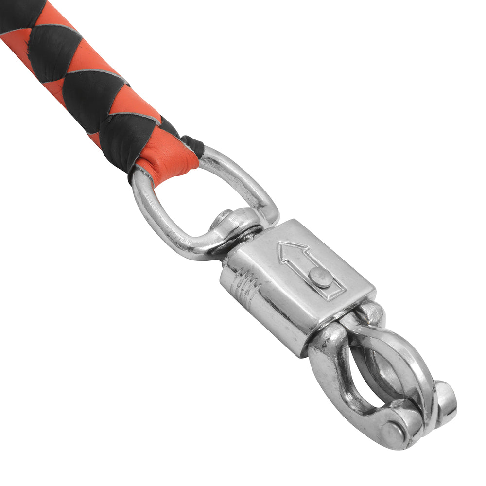 GBW209B Leather Biker Whip-Orange/Black W / White Pool Ball-Daniel Smart Mfg - Retail