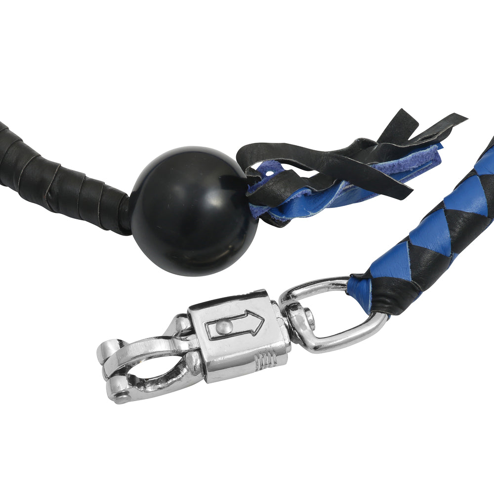 GBW210B Leather Biker Whip-Blue/Black W / Black Pool Ball-Daniel Smart Mfg - Retail