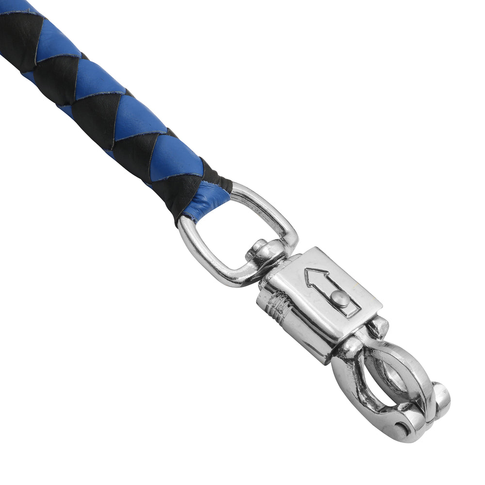 GBW210B Leather Biker Whip-Blue/Black W / Black Pool Ball-Daniel Smart Mfg - Retail