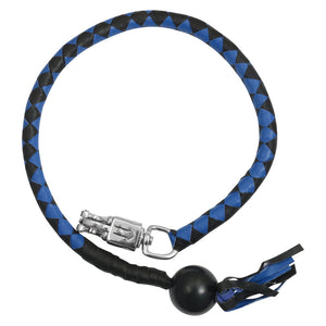 GBW210B Leather Biker Whip-Blue/Black W / Black Pool Ball-Get Back Whips-Daniel Smart Mfg - Retail