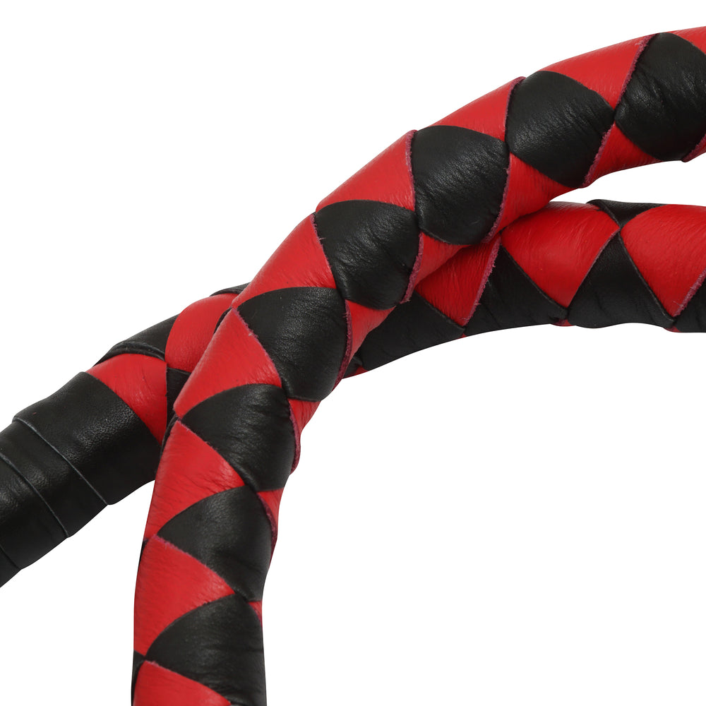 GBW211B Leather Biker Whip-Red/Black W / White Pool Ball-Daniel Smart Mfg - Retail