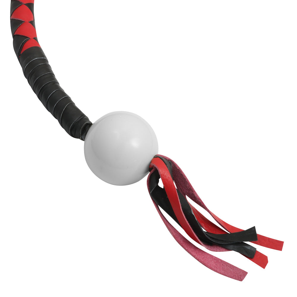 GBW211B Leather Biker Whip-Red/Black W / White Pool Ball-Daniel Smart Mfg - Retail