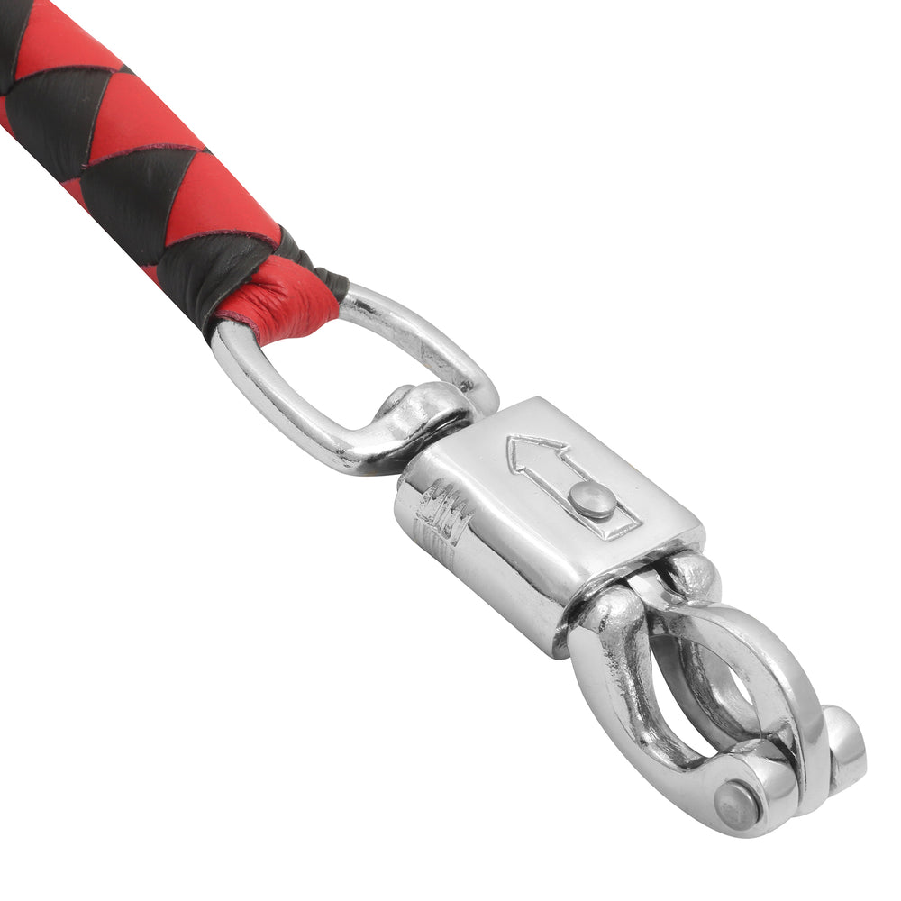 GBW211B Leather Biker Whip-Red/Black W / White Pool Ball-Daniel Smart Mfg - Retail