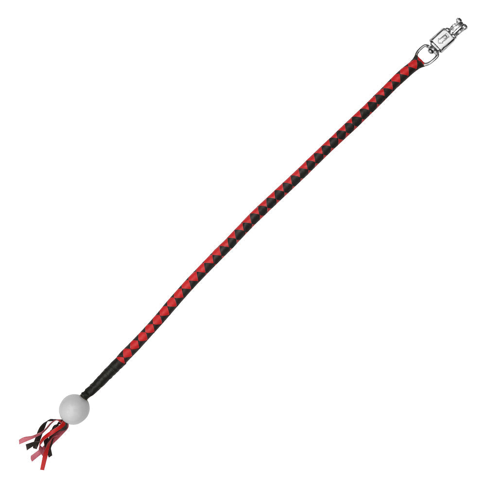 GBW211B Leather Biker Whip-Red/Black W / White Pool Ball-Daniel Smart Mfg - Retail