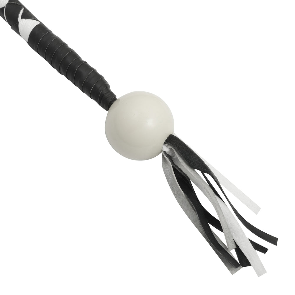 GBW212B Leather Biker Whip-White/black W / White Pool Ball-Daniel Smart Mfg - Retail