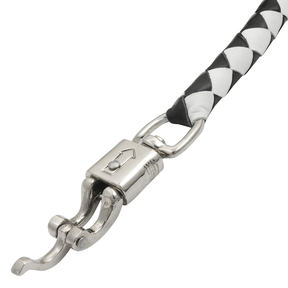 GBW212B Leather Biker Whip-White/black W / White Pool Ball-Daniel Smart Mfg - Retail